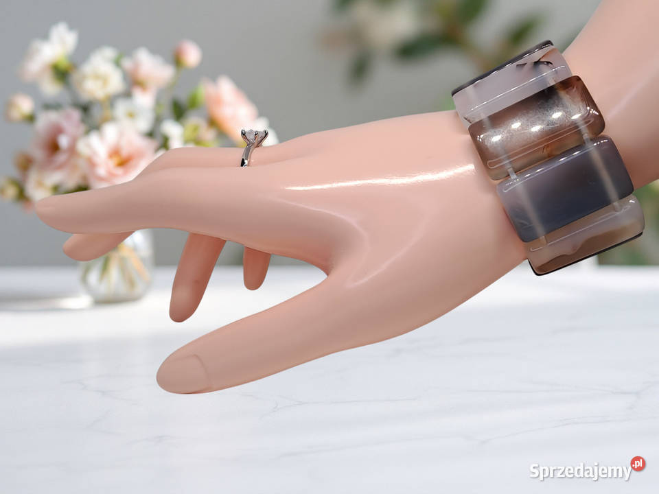 Bransoletka z agatu AGAT BIAŁY płaska szeroka Bransoletki Warszawa