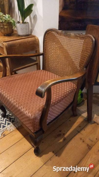 fotel retro styl biedermeier rafia ludwik art