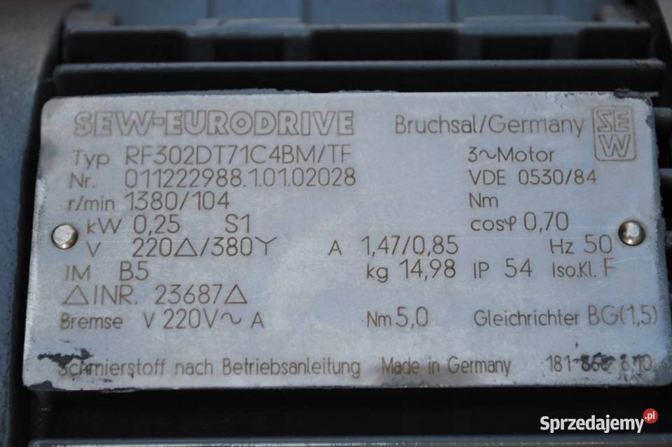 Motoreduktor kołnierzowy 025kw 104obr hamulec Kargowa