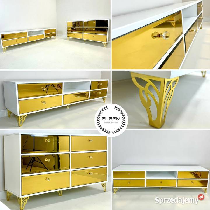 Komoda Glamour LAKIEROWANA biały połysk złoty Dom i Ogród Wrocław sprzedam