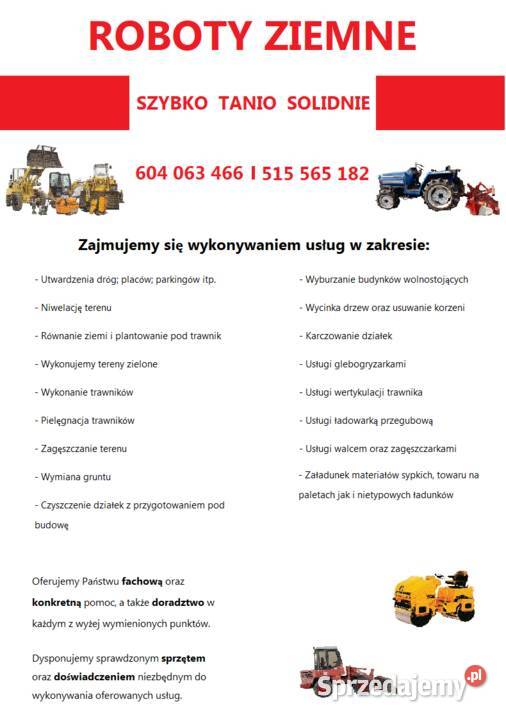 Roboty ziemne łódzkie Pławno