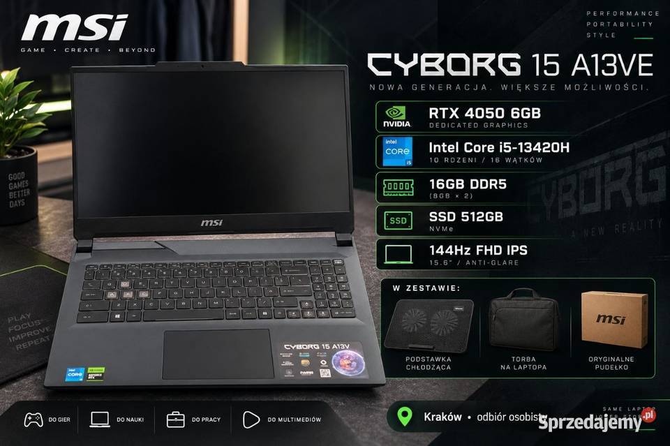 MSI Cyborg 15 A13VE RTX 4050 6GB i513420H 16GB 15-15.9" Kraków
