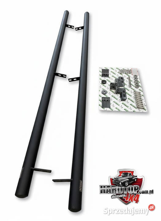 Orurowanie przyprogowe stopnie boczne Czarne Pasłęk