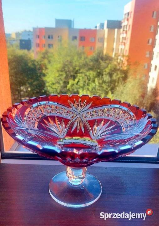 Piękna patera kryształowa PRL Wrocław