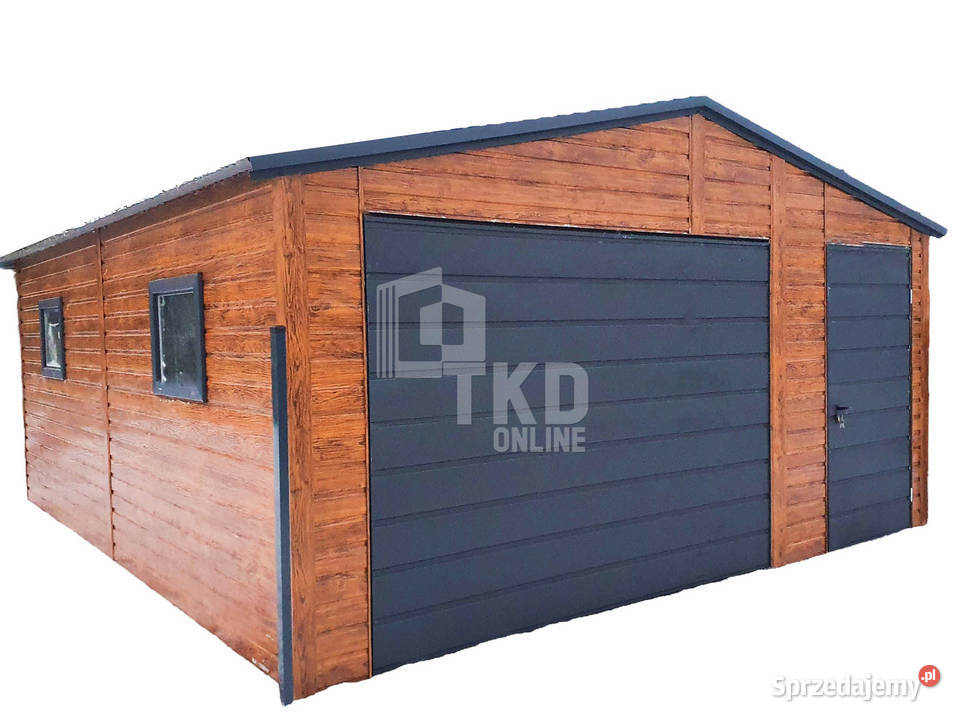 Garaż Blaszany 5x5 Brama drzwi Antracyt 2x okno