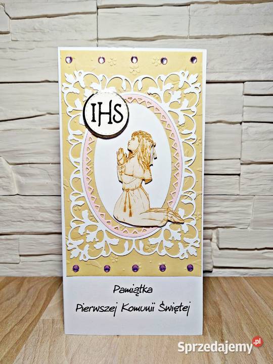 Kartka na komunię dziewczynki ręcznie