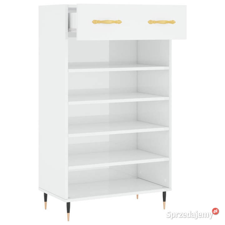 Szafka na buty wysoki połysk biała 60x35x105