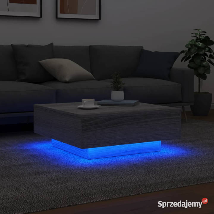 Stolik kawowy z LED szary dąb sonoma 80x80x31 Stoły mazowieckie Warszawa
