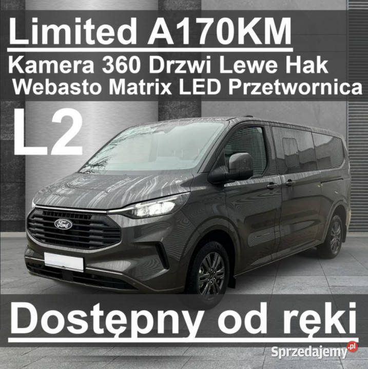 Ford Transit Custom L2 Limited Webasto Kamera elektryczne lusterka