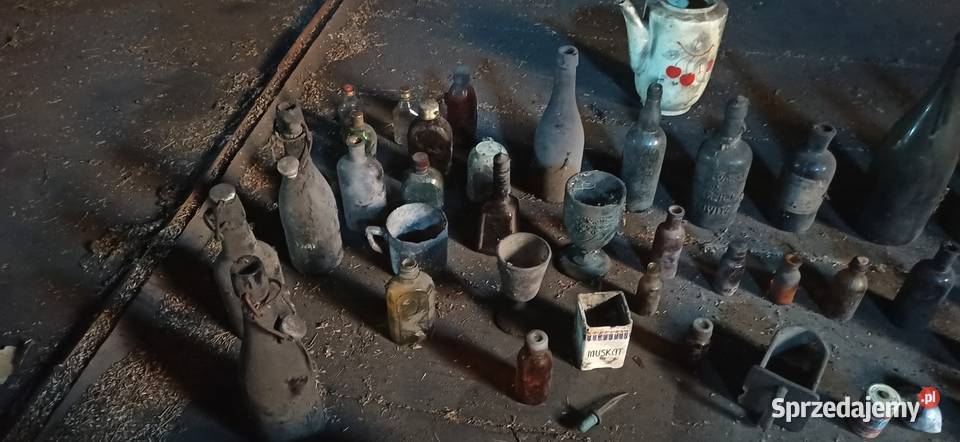 Zabytkowe butelki i porcelana Biała