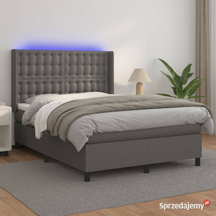 Łóżko kontynentalne z materacem i LED szara 147cm Warszawa sprzedam