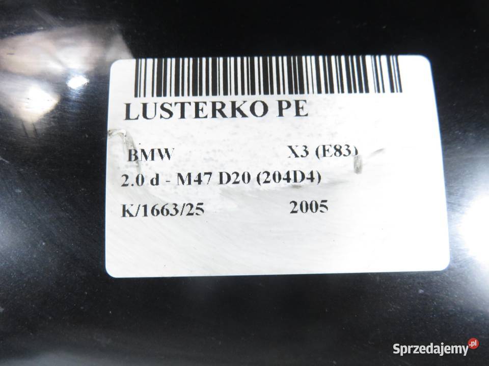 LUSTERKO PRAWE BMW X3 E83 5 PIN 4759 osobowe