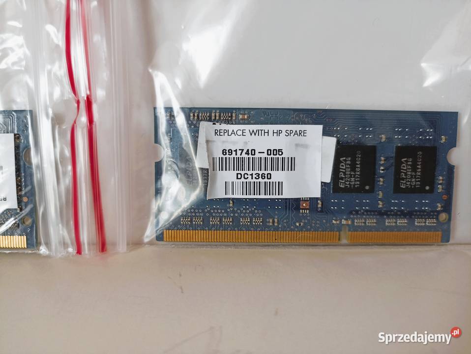 Pamięci Elpida DDR3 2x4GB PC312800 1600MHz stan Bełchatów