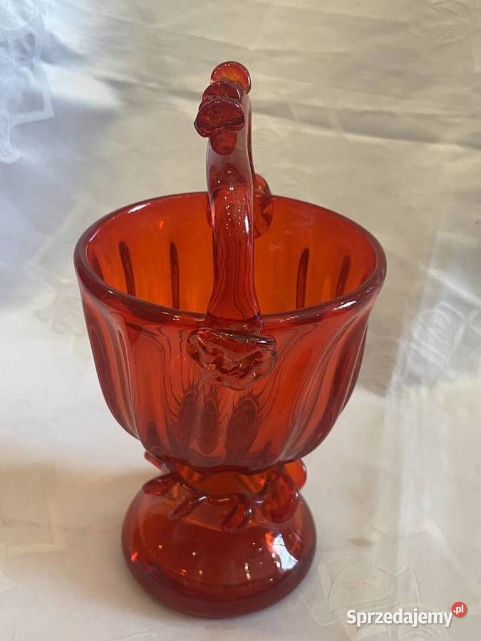Wazon czerwony Szkło artystyczne PRL Krakowski Kraków