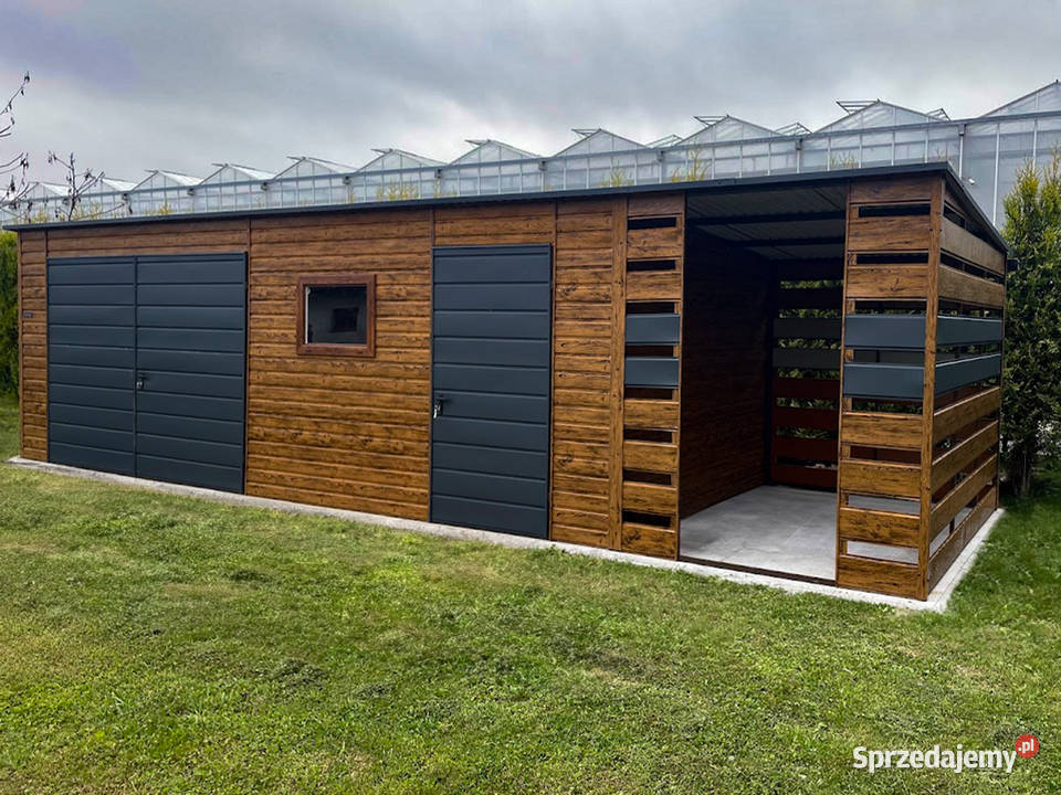 Domek ogrodowy 73 m zadaszenie 23 m złoty dąb