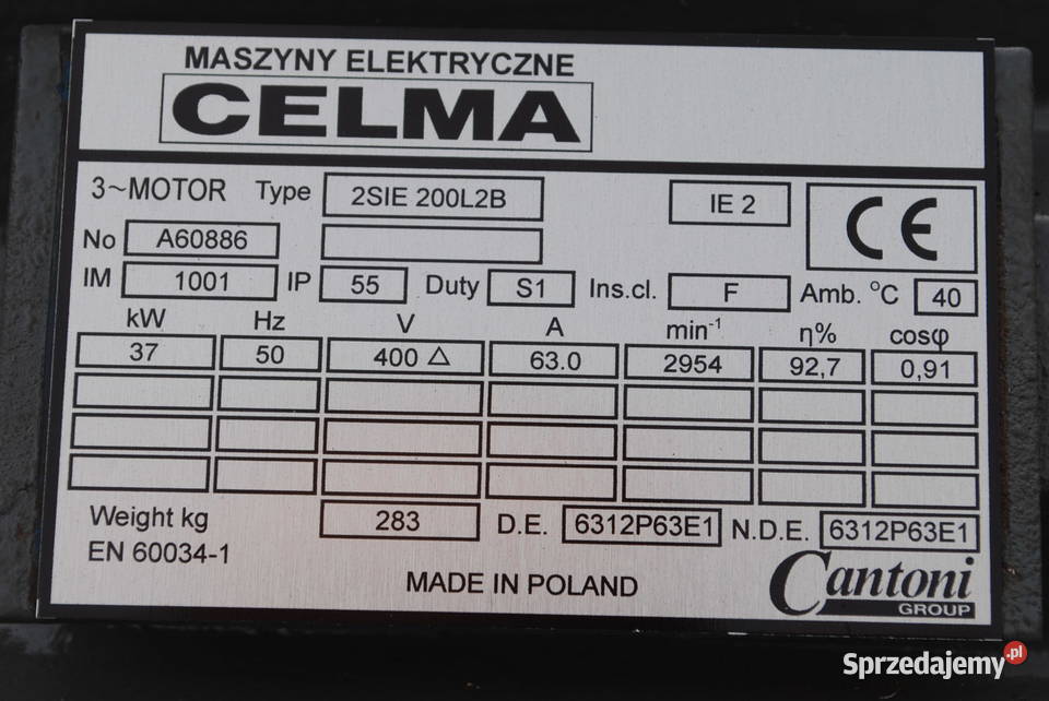 Silnik elektryczny 37kw 2954obrmin CELMA Kargowa