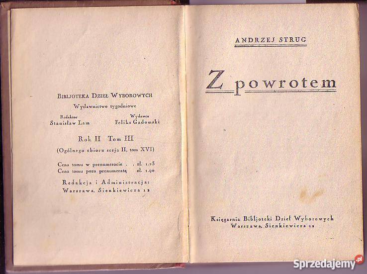 1097 Z POWROTEM ANDRZEJ STRUG OKOŁO 1920 ROKU Antykwariat Czyrna