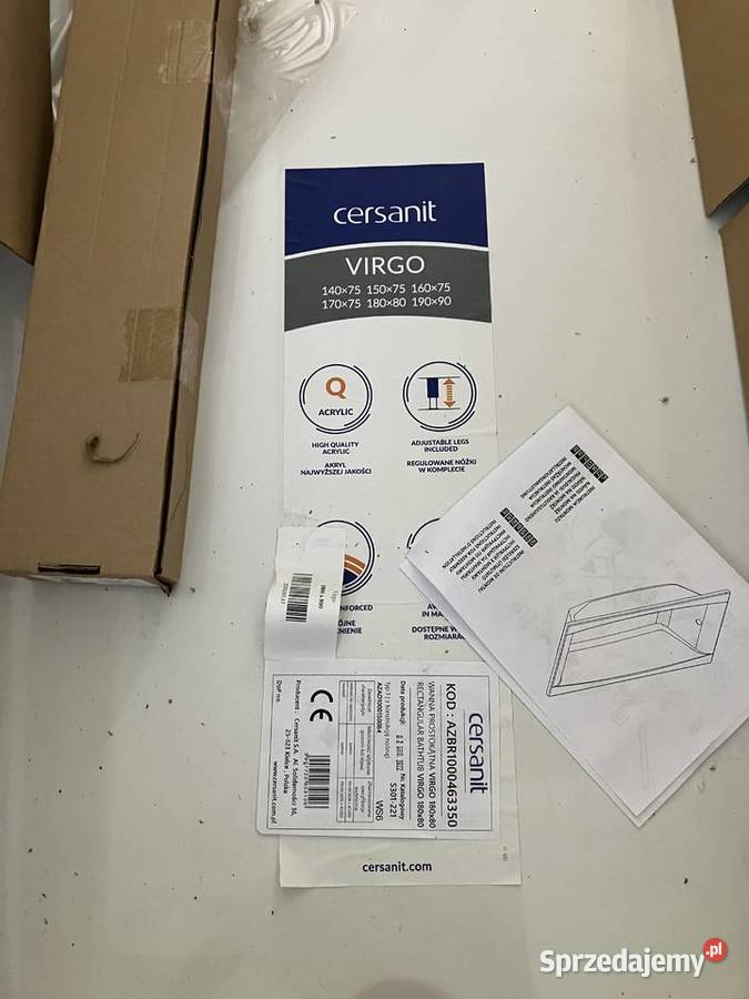 Nowa wanna prostokątna Cersanit Virgo 180x80 śląskie Częstochowa sprzedam