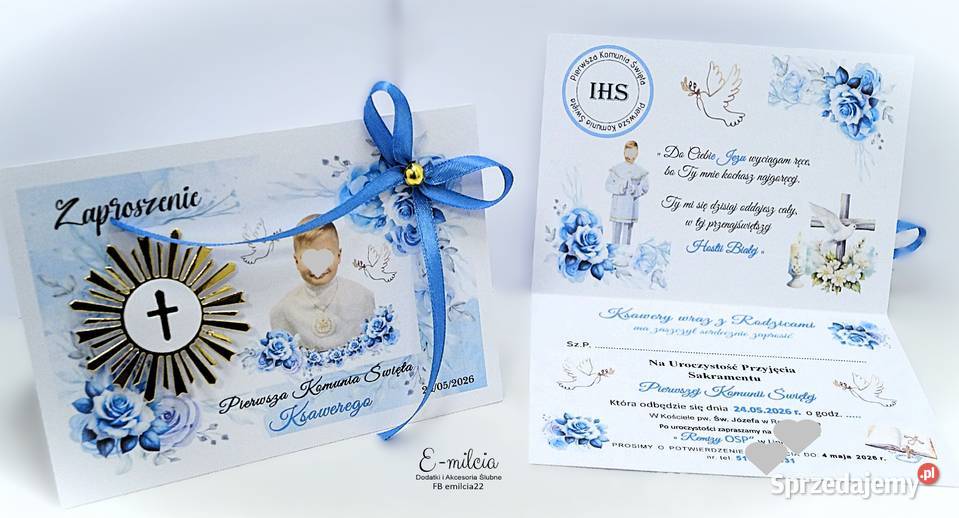 Zaproszenia z okazji I Komunii Św ze zdjęciem lubuskie Zielona Góra sprzedam