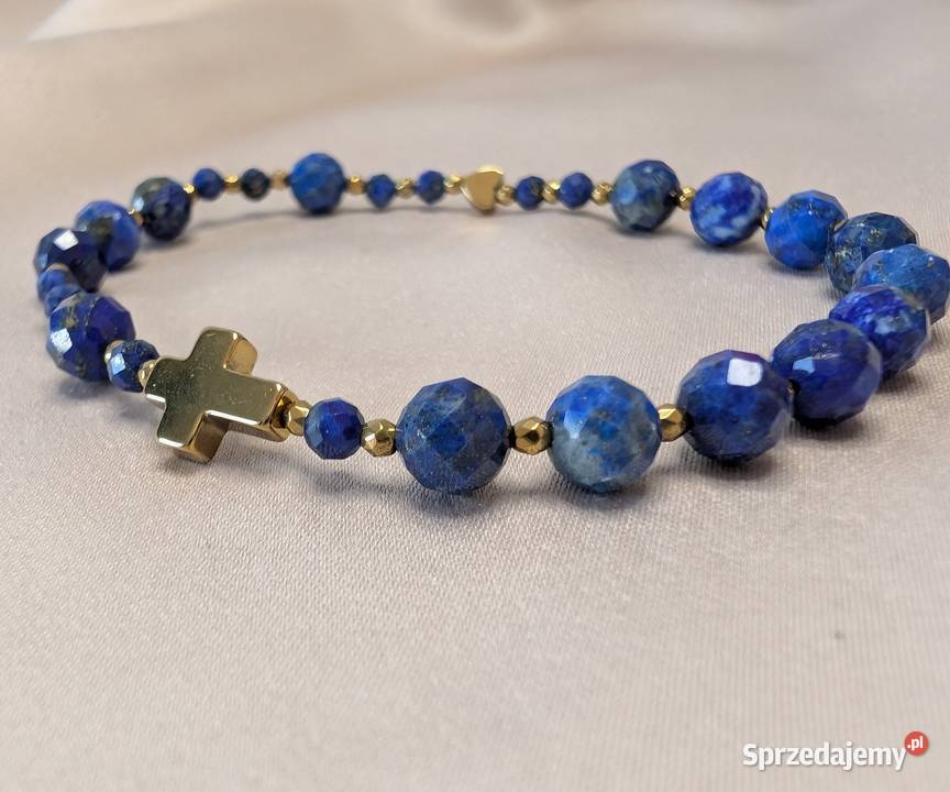 Bransoletka różaniec kamienie lapis lazuli Bielsko-Biała sprzedam