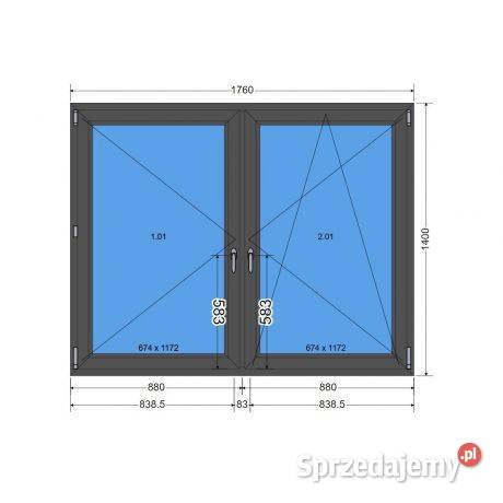 Okno 1760 x 1400 Dwuskrzydłowe Antracyt Wrocław