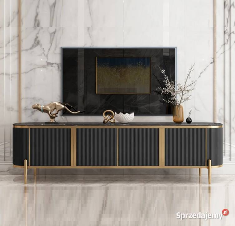 Komoda RTV złota grafitowa Omega Glamour Premium Golkowice