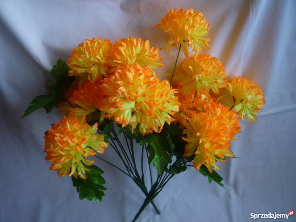 Chryzantema 8 sztuk Żółty Sztuczny kwiat gałązka Szczecin