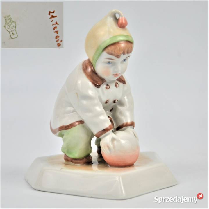 Dziecko z piłką art deco A Sinkó Zsolnay Węgry Warszawa