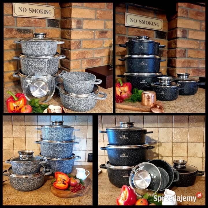 249 Garnki marmurkowe szare czarno KLONBERG śląskie Zabrze