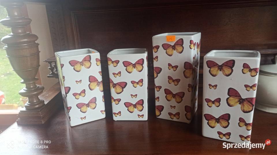 Doniczka Motyle na białej porcelanie Gdańsk sprzedam