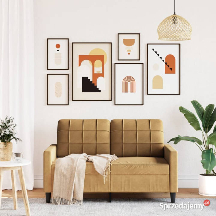 Sofa 2osobowa brązowy 120 tapicerowana aksamitem Warszawa