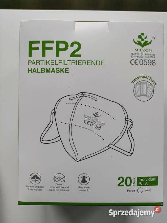 Maseczka FFP2 EN1492001A12009 czarna karton 20 Rypin