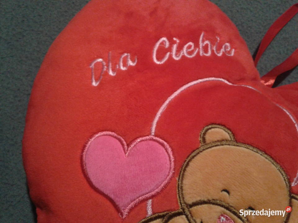 SERCE pluszowe czerwone z misiem z napisem 30 na Wołczyn