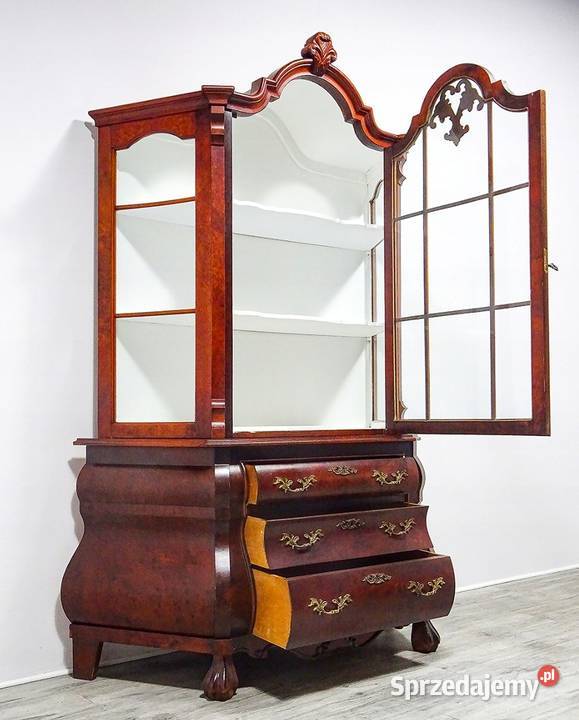 DREWNIANA WITRYNA 202 mahoń BIBLIOTEKA białe Kalisz