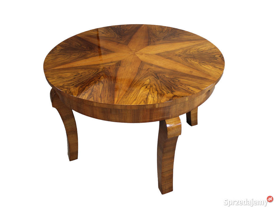 Okrągły stół rozkładany Art Deco w orzechu Bydgoszcz