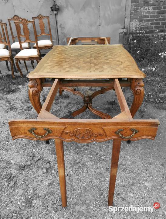 Francuski stół z 5 krzesłami ok1900 r renowacja dolnośląskie