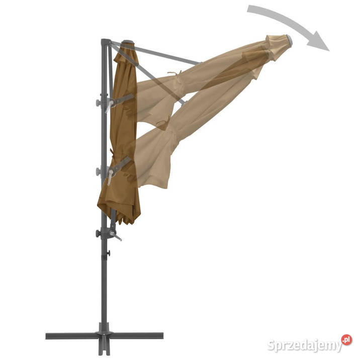 Parasol wiszący ze stalowym słupkiem 300 taupe
