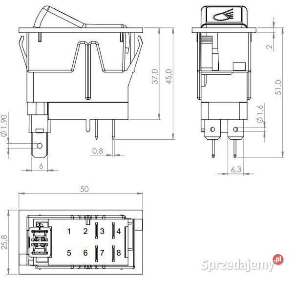 Przełącznik kołyskowy I0 offon 12V 4pin lampa małopolskie Kamionna