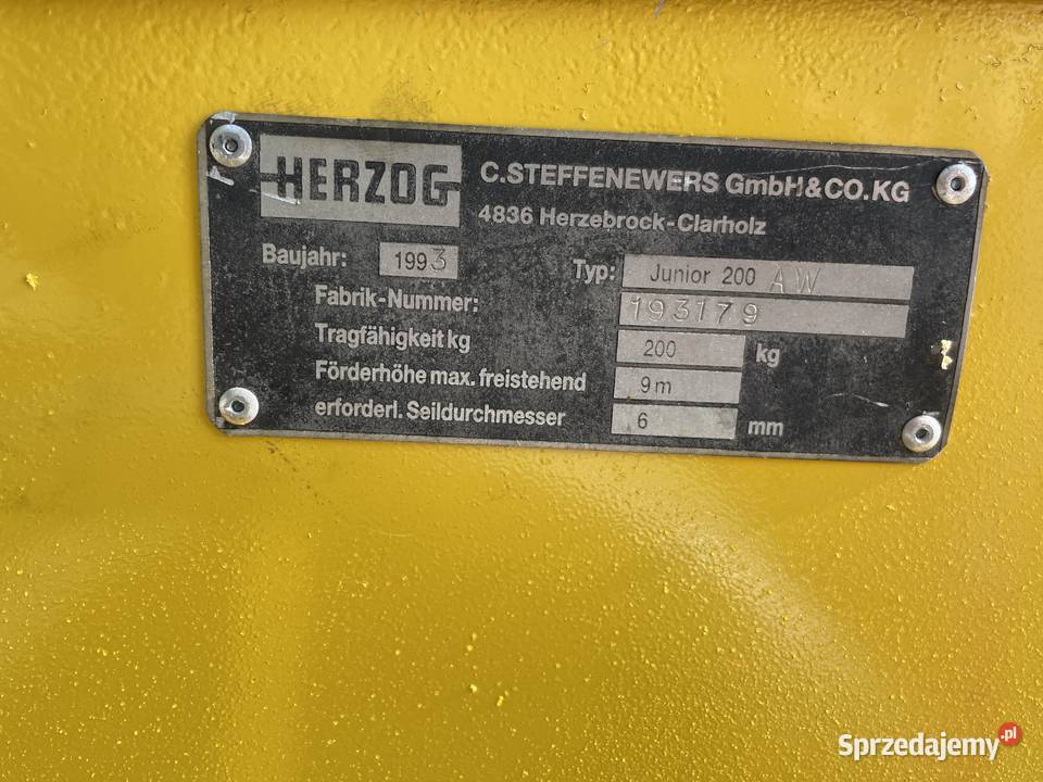 Winda Budowlana wyciąg HERZOG Junior 200 HD nie Ślesin