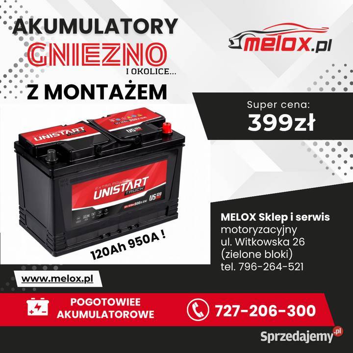 MOCNY Akumulator 12v 120AH 950A Agro BIZON wielkopolskie Słupca