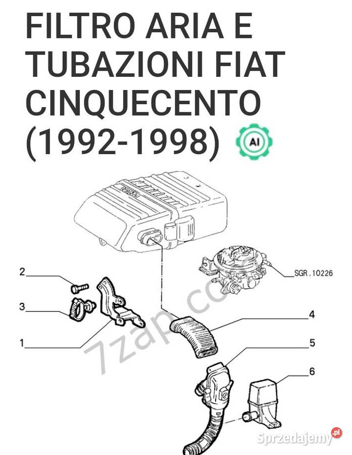 Wlot powietrza Fiat 7776019 Cinquecento Sporting Kierownice powietrza Chorzów