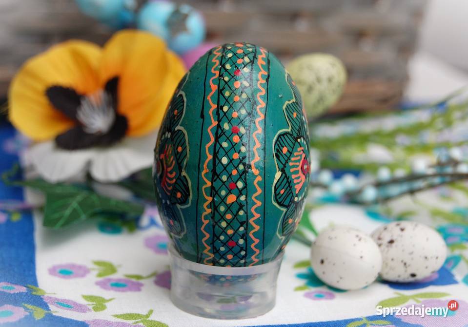 Stara pisanka drewniana ręcznie malowana Ukraina Lublin