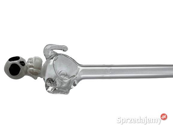 Długa Szklana Fajka z Motywem UFO Przezroczyste śląskie Ostrowy nad Okszą