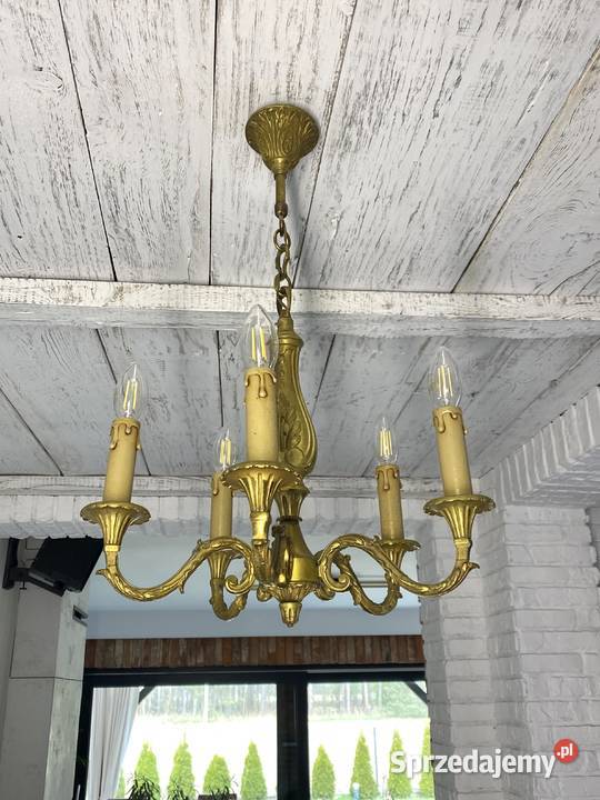 Francuski Żyrandol 23 mosiądz 5ram Antyk Warszawa