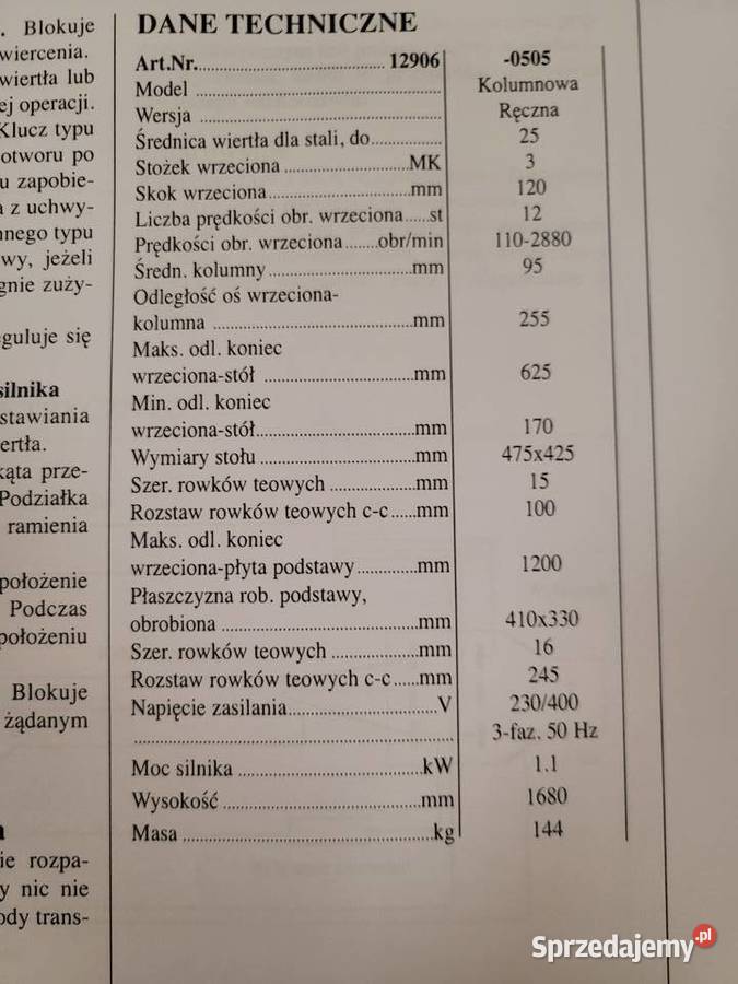 Wiertarka kolumnowa RACEX warmińsko-mazurskie Barczewo sprzedam