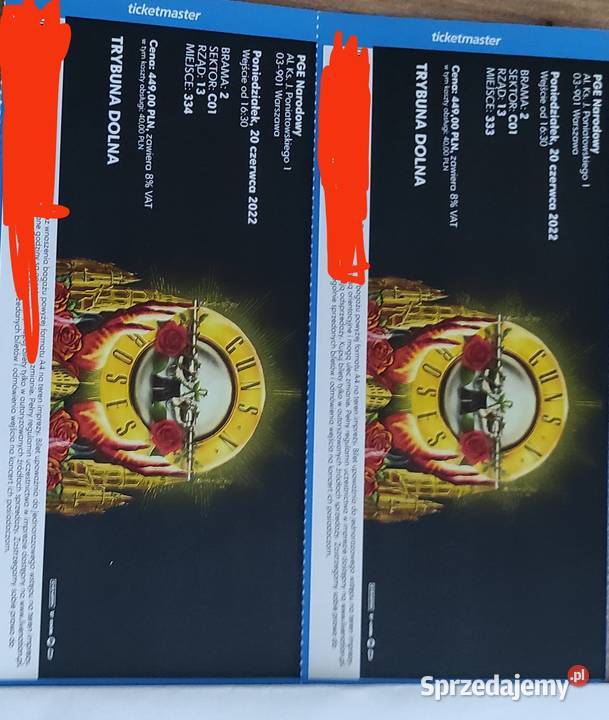 PILNE !!! 2 Bilety Guns N Roses !!! Warszawa 20.06.2022