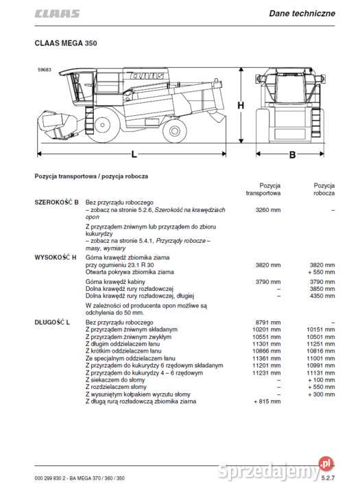 Instrukcja obsługi CLAAS DOMINATOR MEGA 350 360 Gdańsk