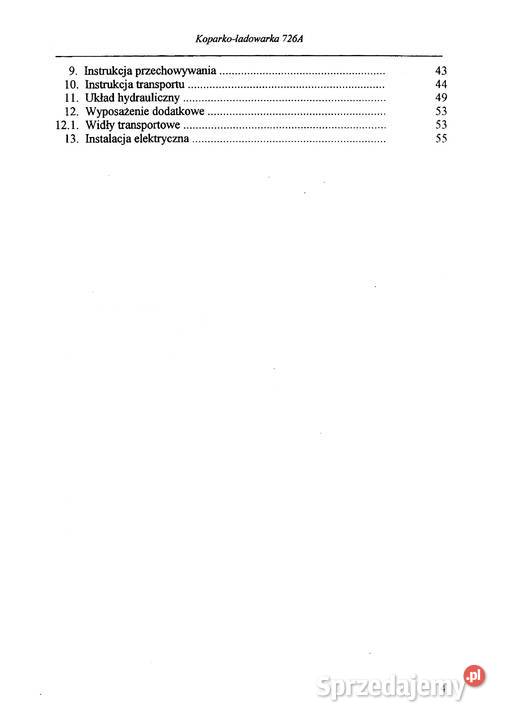 Dtr instrukcja obsługi Waryński 726A koparko Stalowa Wola