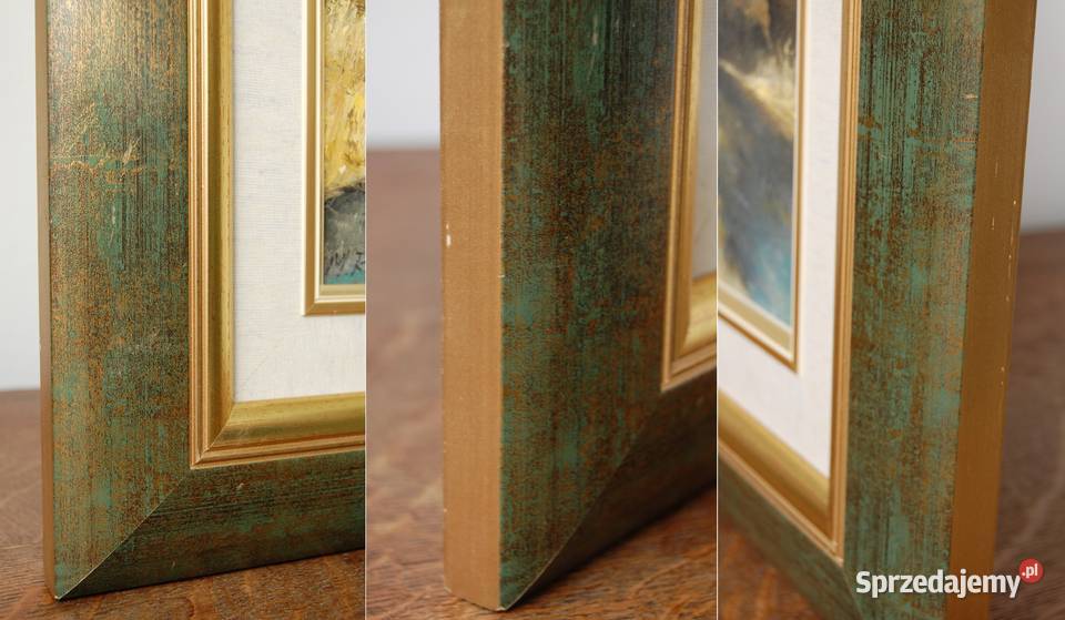 Pejzaż las rzeka obraz olejny malowany M