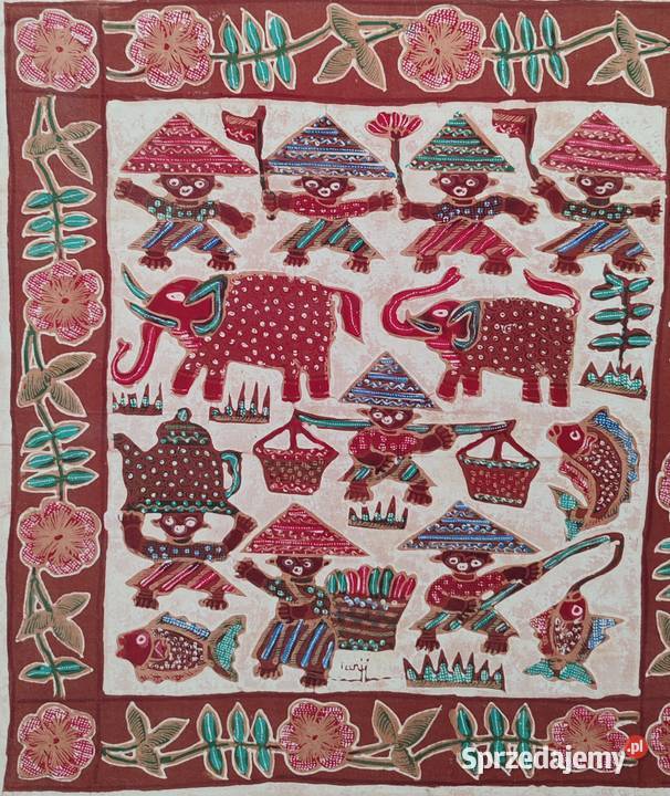 Duży obraz batik Indonezja ręcznie malowany Gdańsk